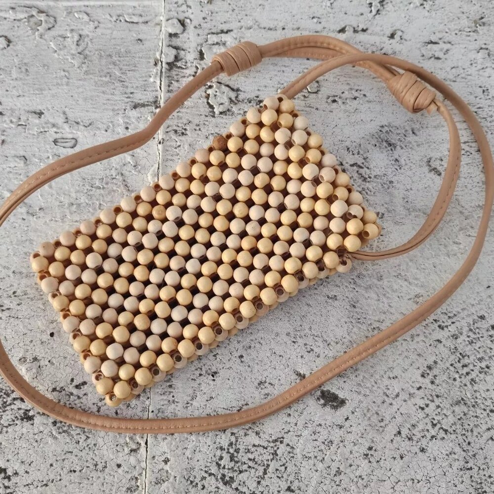 Kids Cross Body Bag Tan Beads Hand Bag